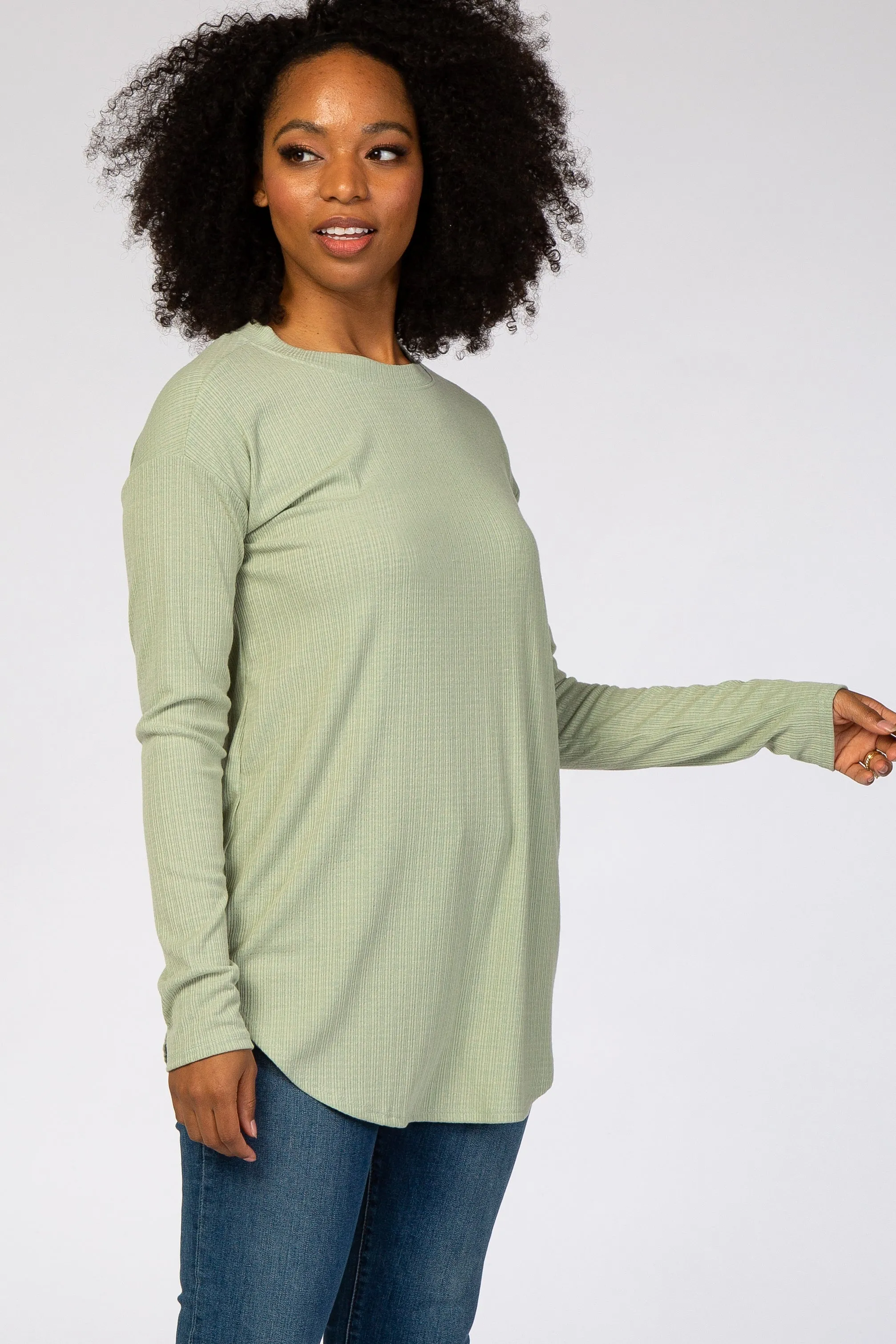 Green Long Sleeve Ribbed Top sold by Pinkblush product image thumbnail 2