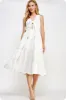 White Braid Trim Detail Front Tie Sleeveless Midi Dress sold by Pinkblush