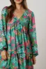 Green Floral V-Neck Ruffle Hem Dress sold by Pinkblush