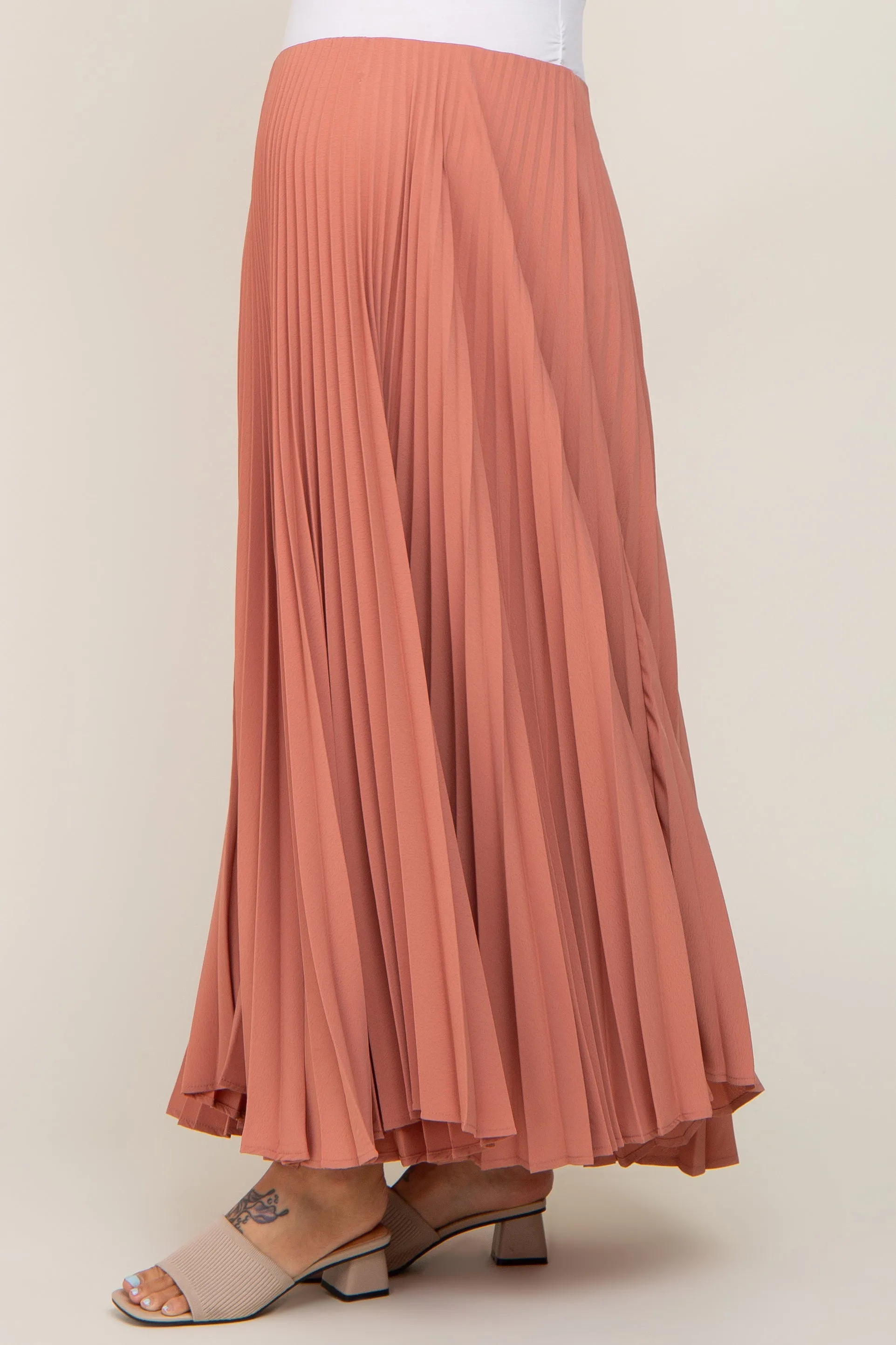 Mauve Pleated Maternity Maxi Skirt sold by Pinkblush product image thumbnail 4