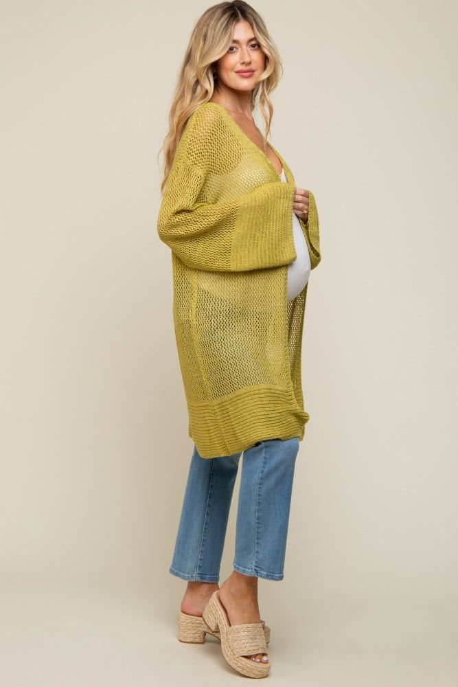 Lime Open Knit Maternity Cardigan sold by Pinkblush product image thumbnail 3