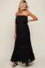 Black Chiffon Strapless Ruffle Tiered Maternity Maxi Dress sold by Pinkblush