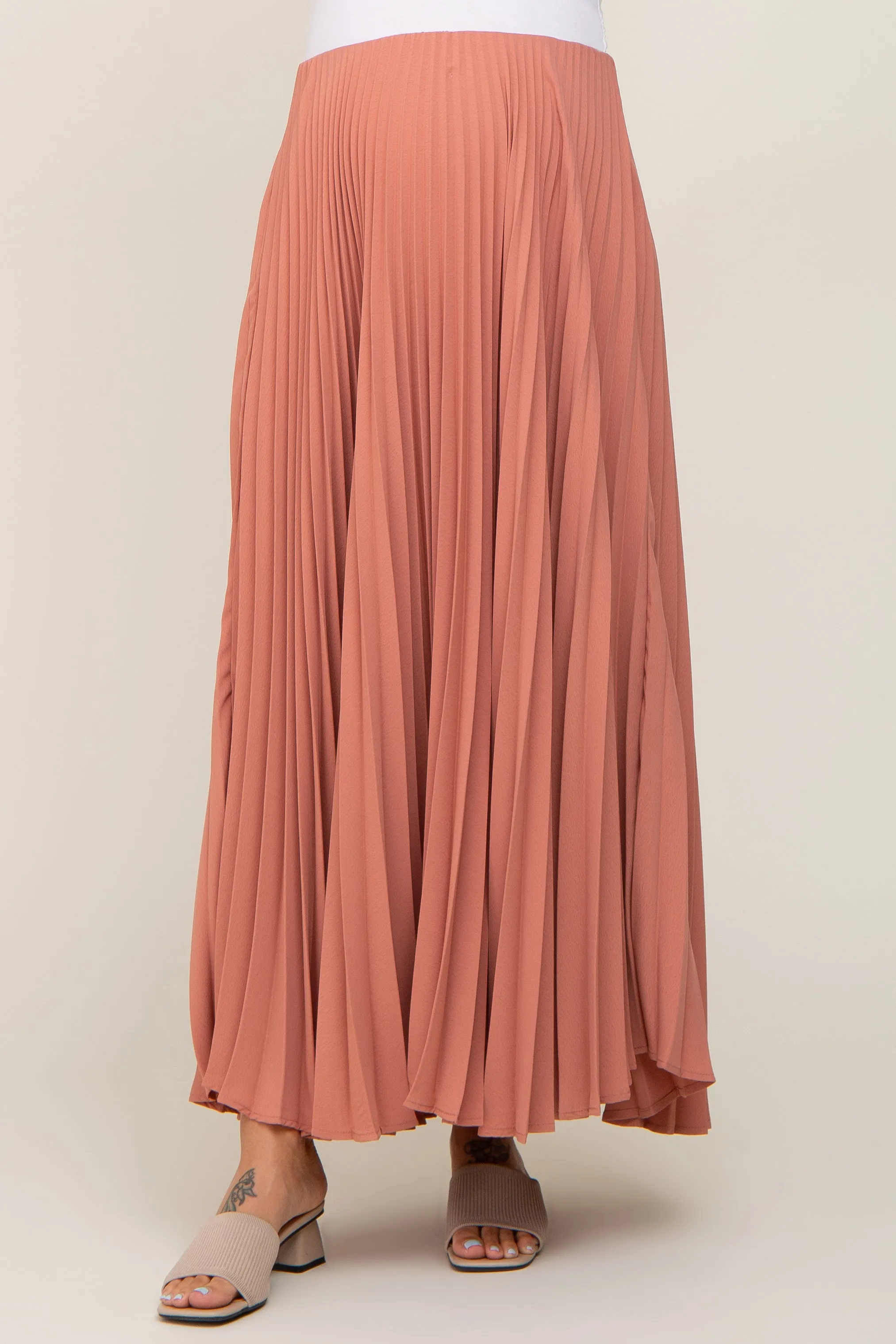 Mauve Pleated Maternity Maxi Skirt sold by Pinkblush product image thumbnail 3