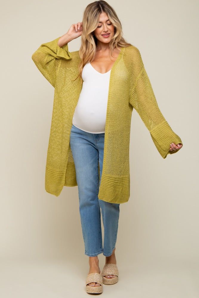 Lime Open Knit Maternity Cardigan sold by Pinkblush product image thumbnail 5