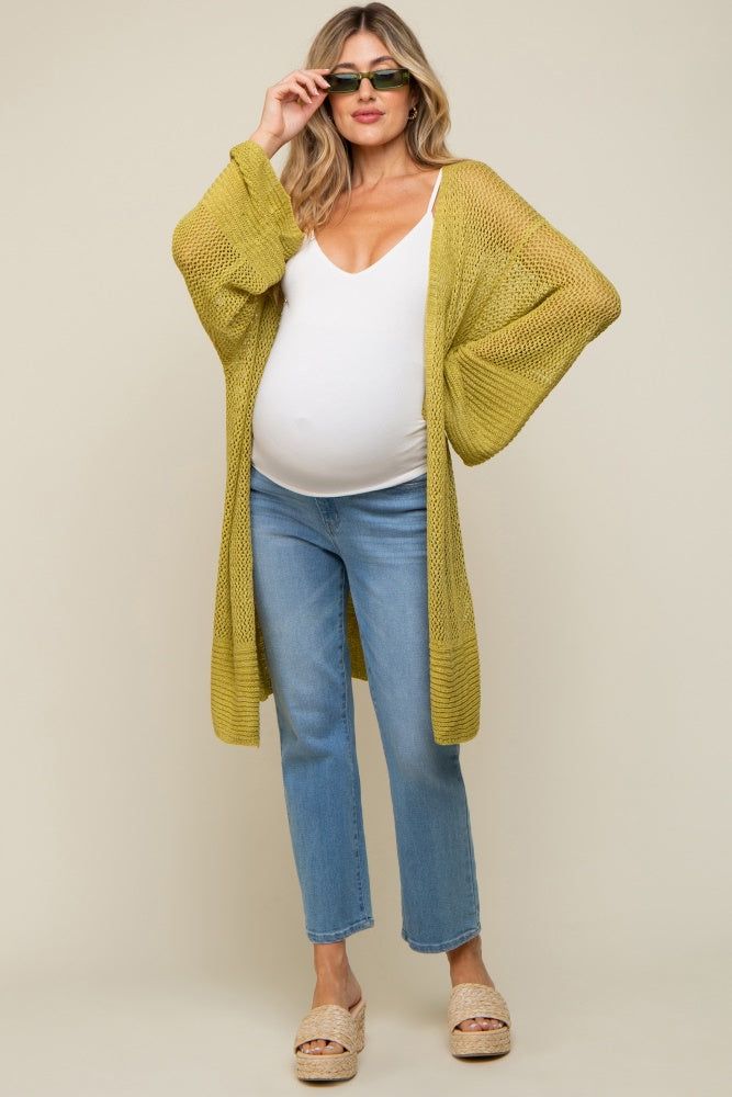 Lime Open Knit Maternity Cardigan sold by Pinkblush product image thumbnail 2