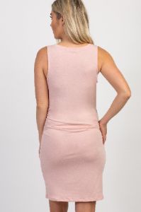PinkBlush Light Pink Sleeveless Ruched Fitted Maternity Dress sold by Pinkblush