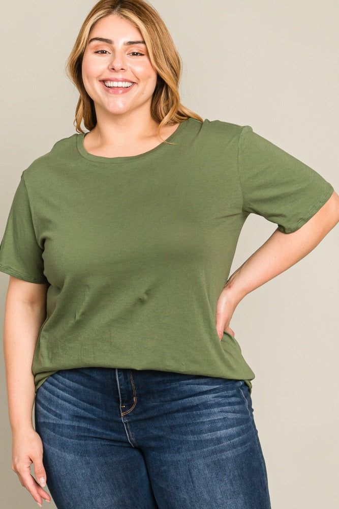 Olive Solid Short Sleeve Plus Maternity Top sold by Pinkblush product image thumbnail 5