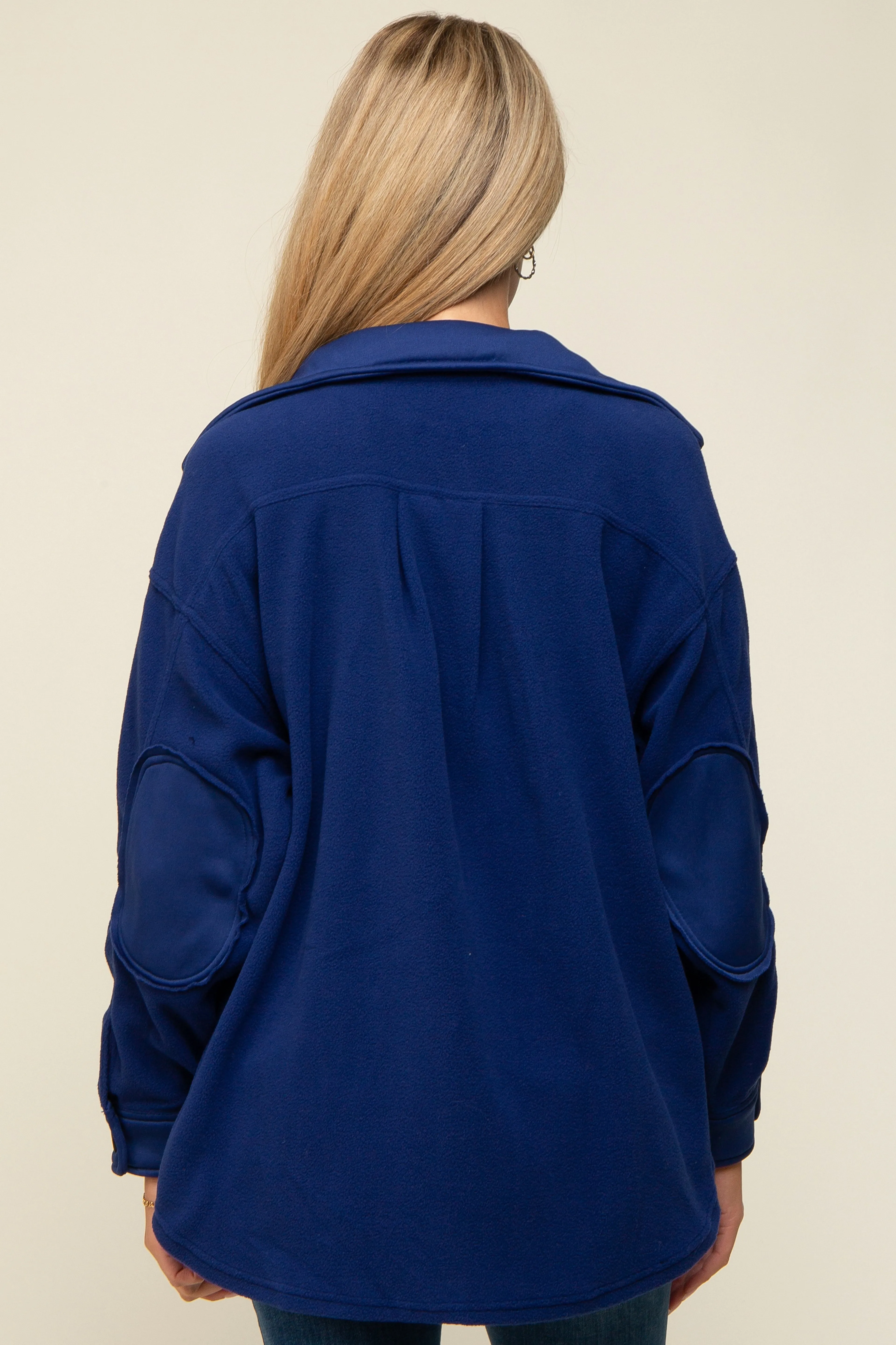 Navy Blue Fleece Double Front Pocket Maternity Jacket sold by Pinkblush product image thumbnail 3