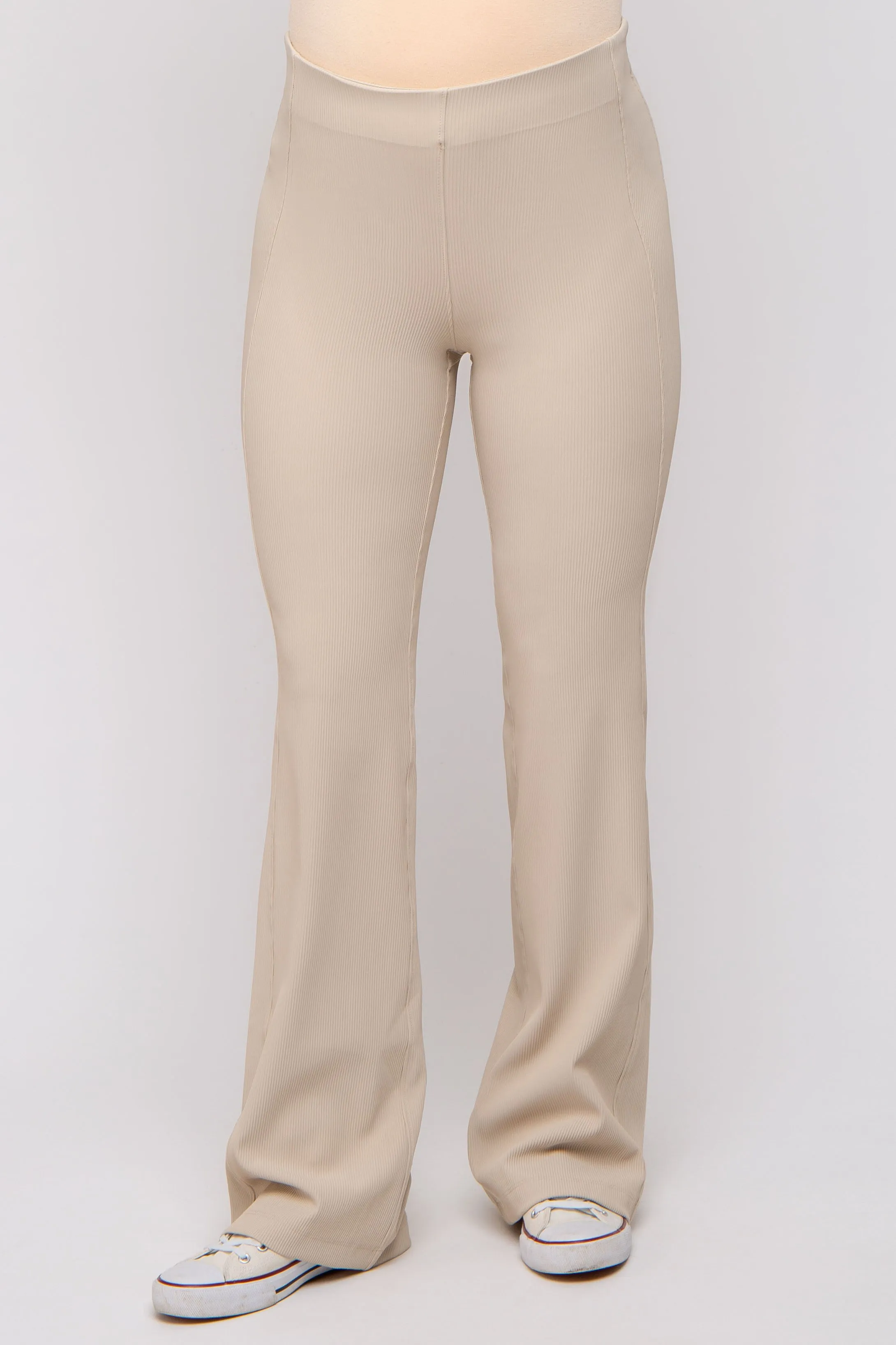 Cream Ribbed Maternity Flared Leggings sold by Pinkblush product image thumbnail 2