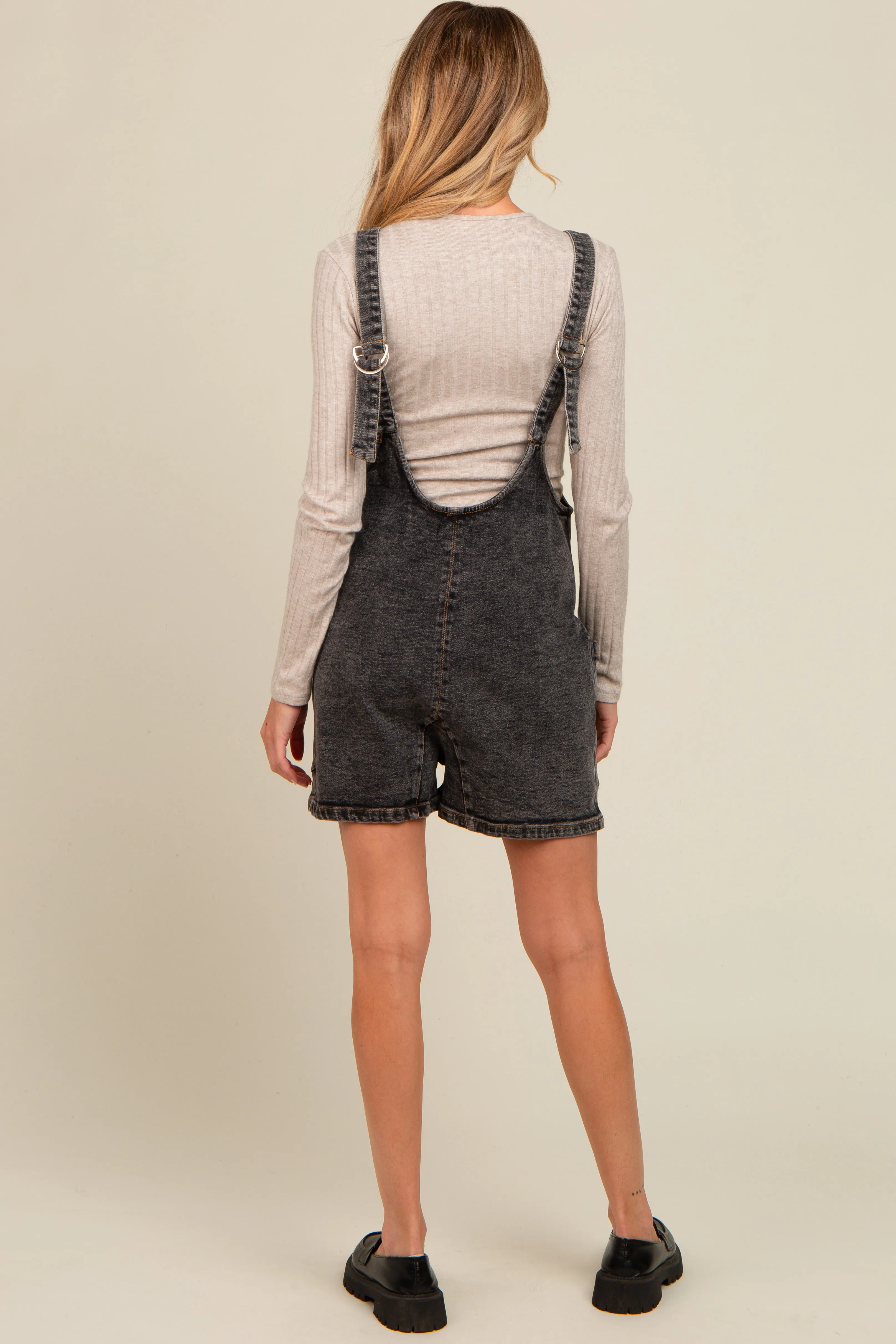 Charcoal Denim Scoop Neck Maternity Short Overall sold by Pinkblush product image thumbnail 3