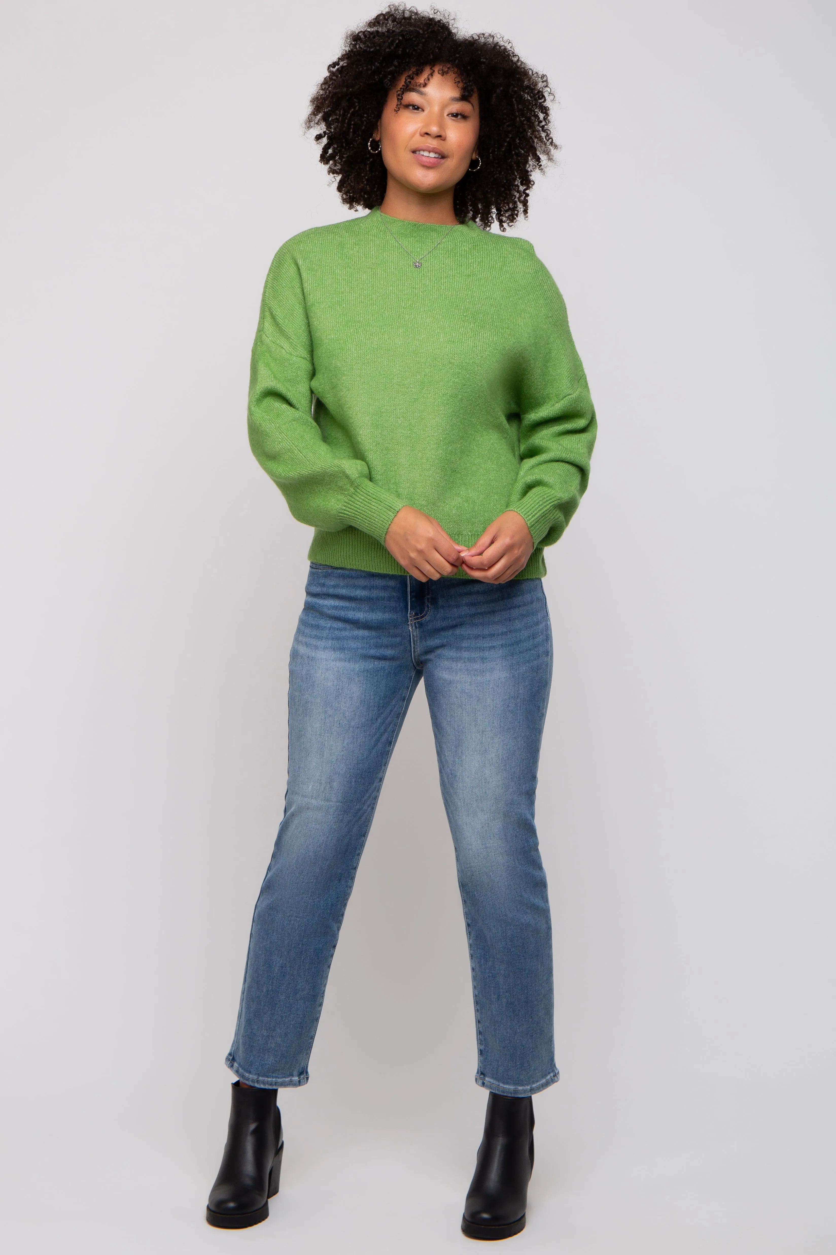 Green Bubble Sleeve Sweater sold by Pinkblush