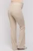 Cream Ribbed Maternity Flared Leggings sold by Pinkblush
