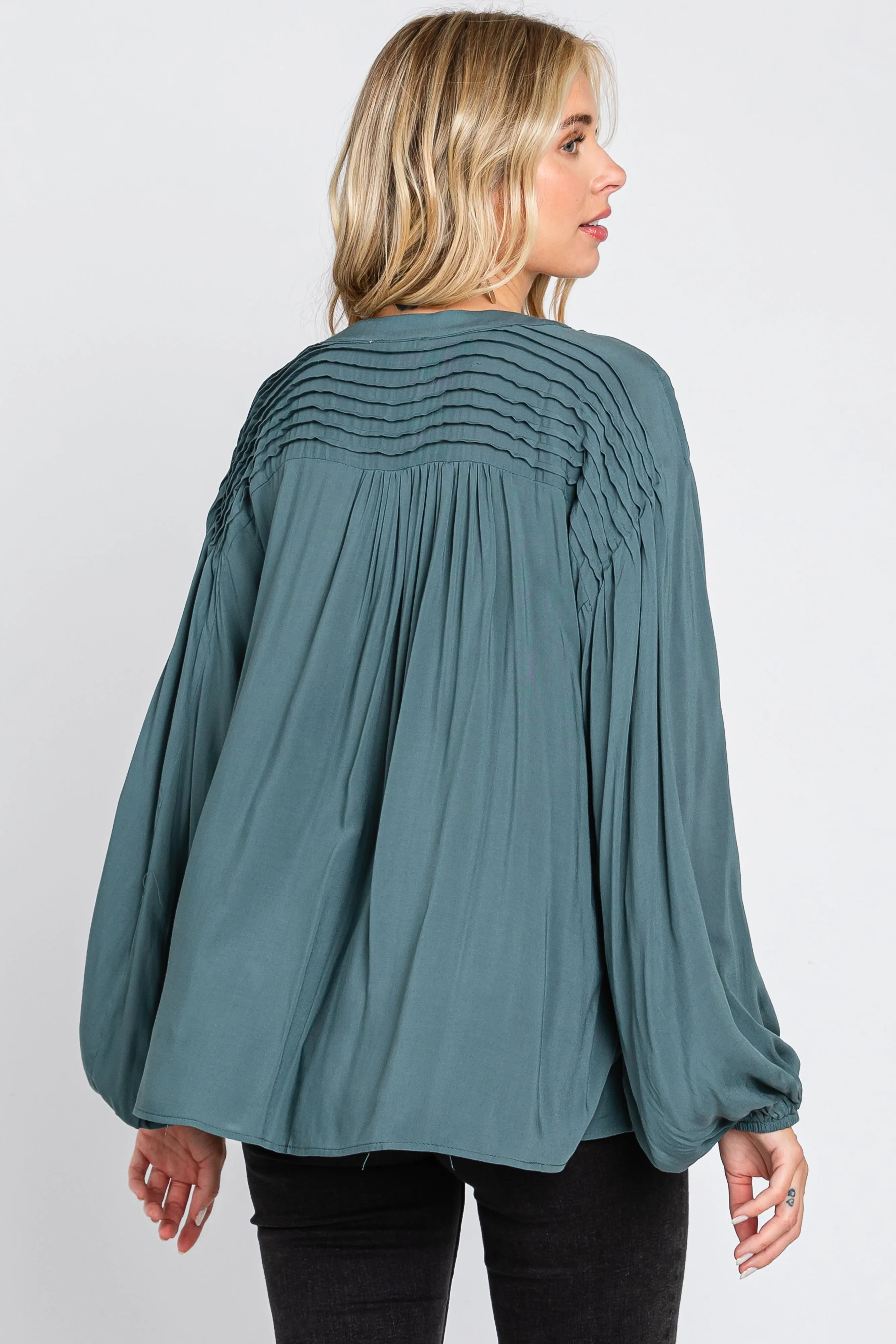 Teal Pleated Detail Blouse sold by Pinkblush product image thumbnail 3