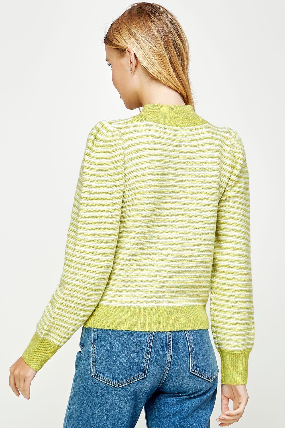 Lime Multi Striped Pattern Mock Neck Sweater sold by Pinkblush product image thumbnail 3