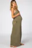 Light Olive Cross Back Wide Leg Maternity Jumpsuit sold by Pinkblush