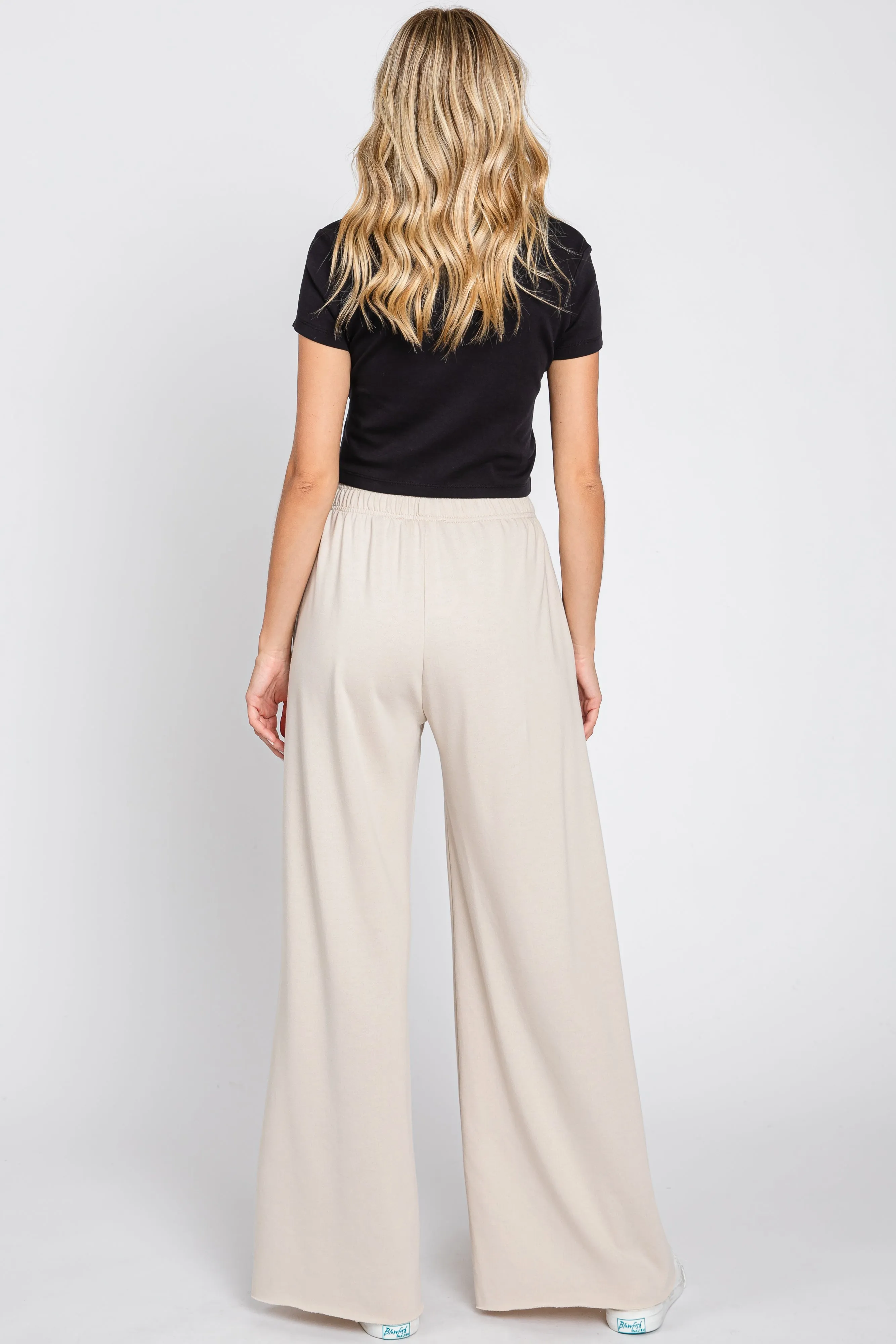Beige Soft Fleece Wide Leg Lounge Pants sold by Pinkblush product image thumbnail 3