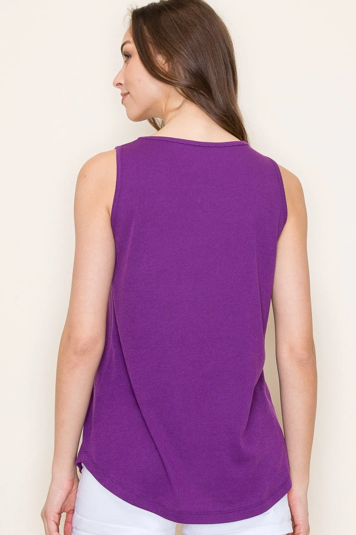 Purple Ribbed Sleeveless Top sold by Pinkblush product image thumbnail 3