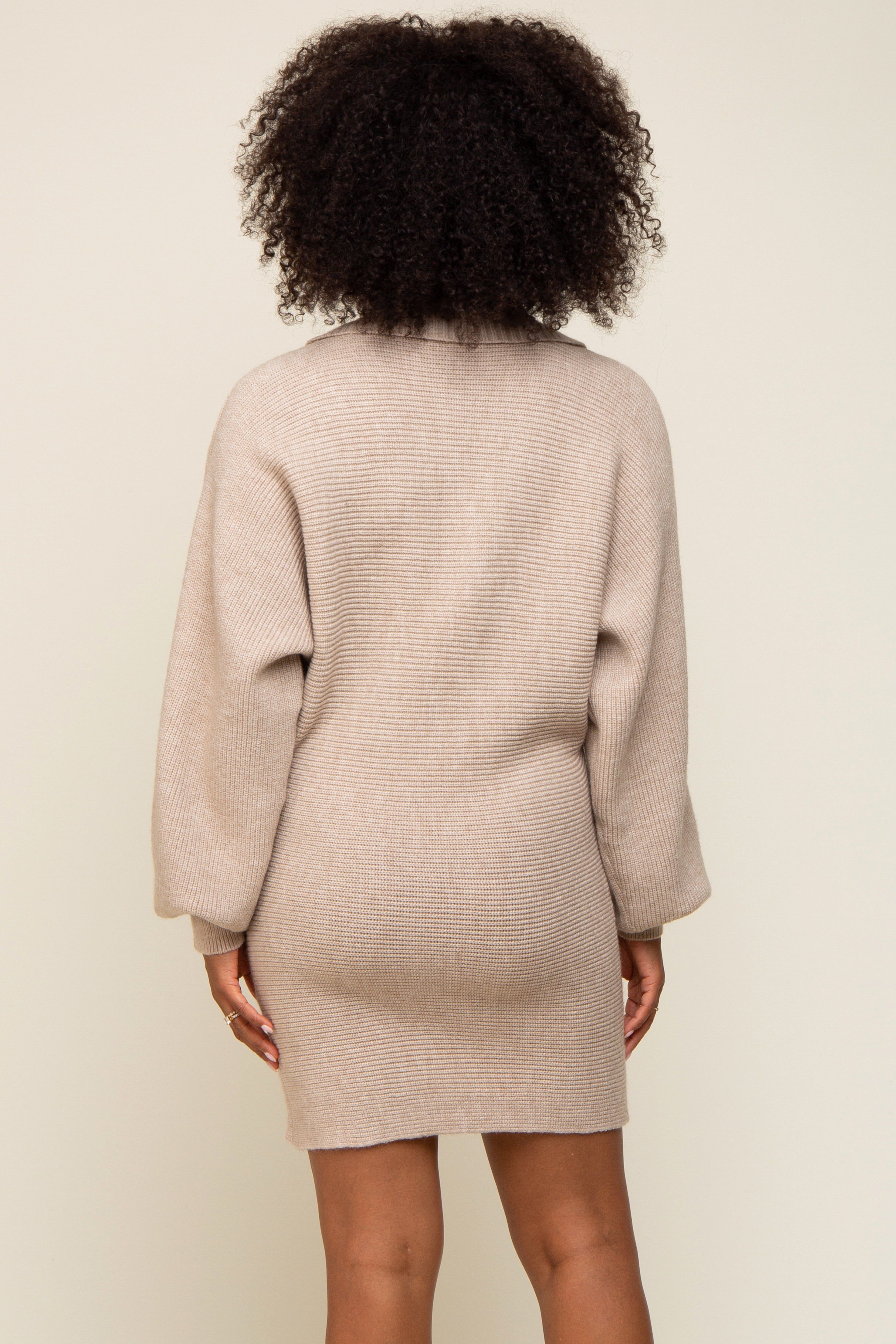 Taupe Sweater Knit Mini Dress sold by Pinkblush product image thumbnail 3