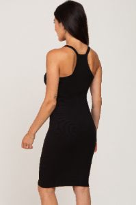 Black Ribbed Fitted Sleeveless Dress sold by Pinkblush