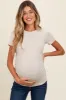 Cream Ruched Micro-Rib Maternity Top sold by Pinkblush