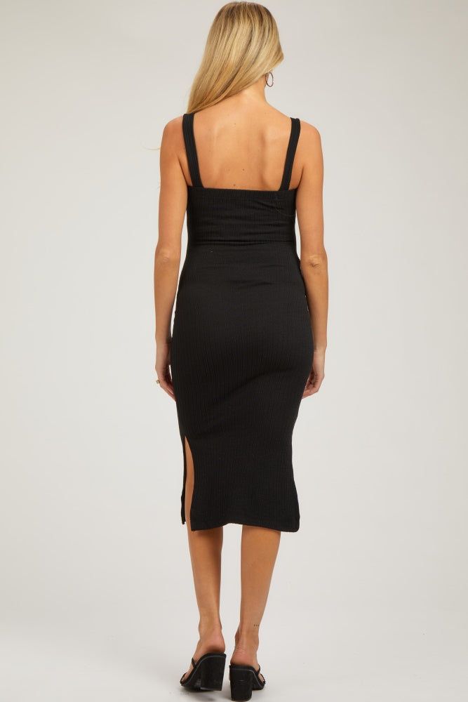 Black Ring Accent Strap Maternity Midi Dress sold by Pinkblush product image thumbnail 3