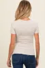 Cream Ruched Micro-Rib Maternity Top sold by Pinkblush