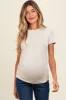 Cream Ruched Micro-Rib Maternity Top sold by Pinkblush