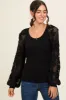 Black Floral Lace Balloon Sleeve Maternity Top sold by Pinkblush