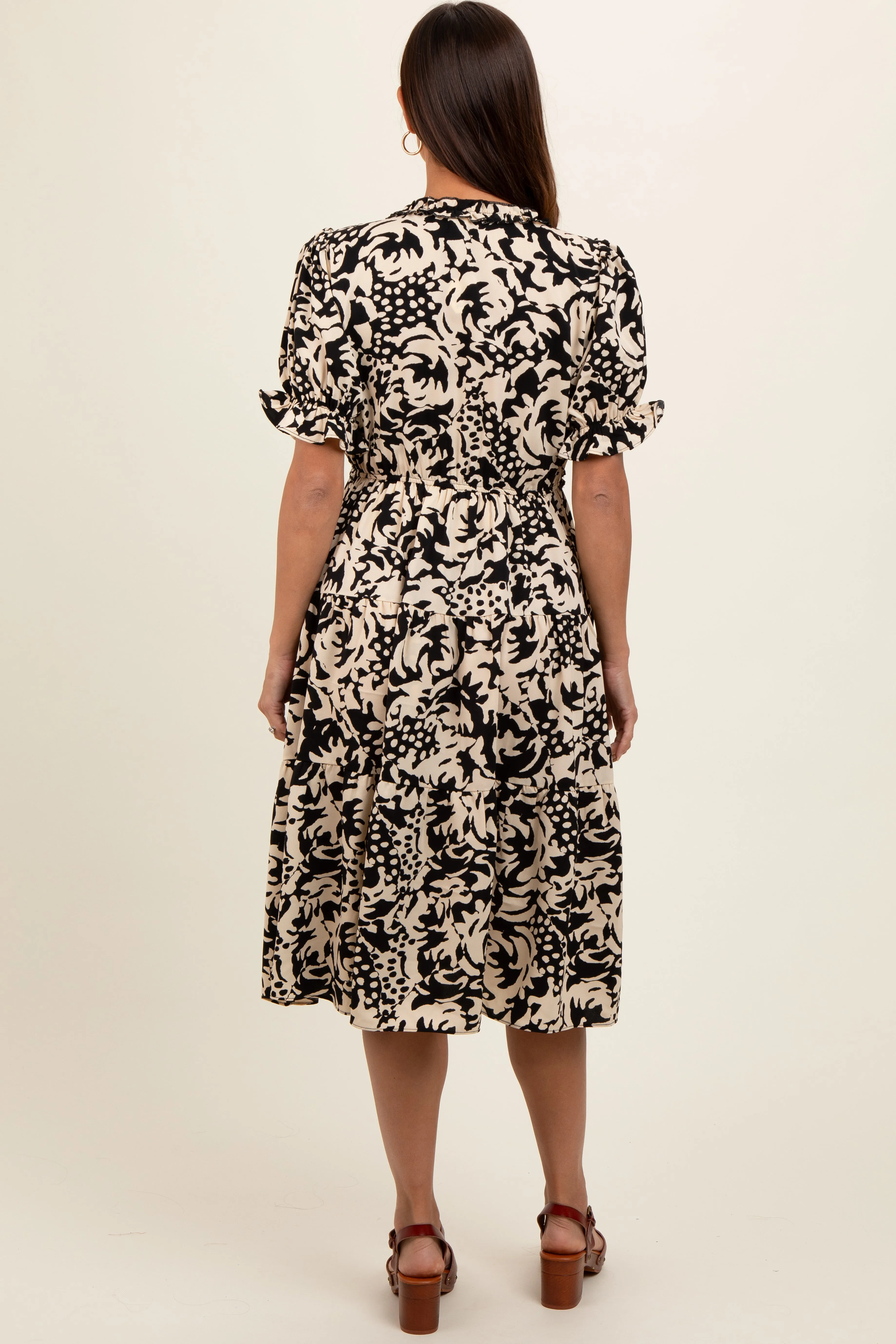 Black Ruffle Trim Tiered Maternity Dress sold by Pinkblush product image thumbnail 4