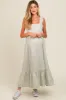 Light Olive Pinafore Cutout Tie Back Maternity Maxi Dress sold by Pinkblush