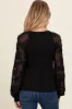 Black Floral Lace Balloon Sleeve Maternity Top sold by Pinkblush