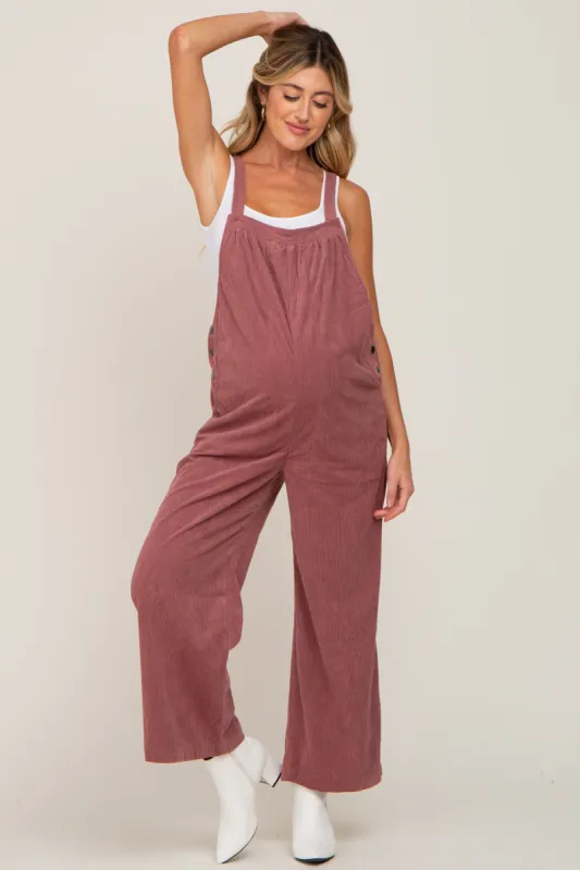 Mauve Corduroy Maternity Overalls sold by Pinkblush