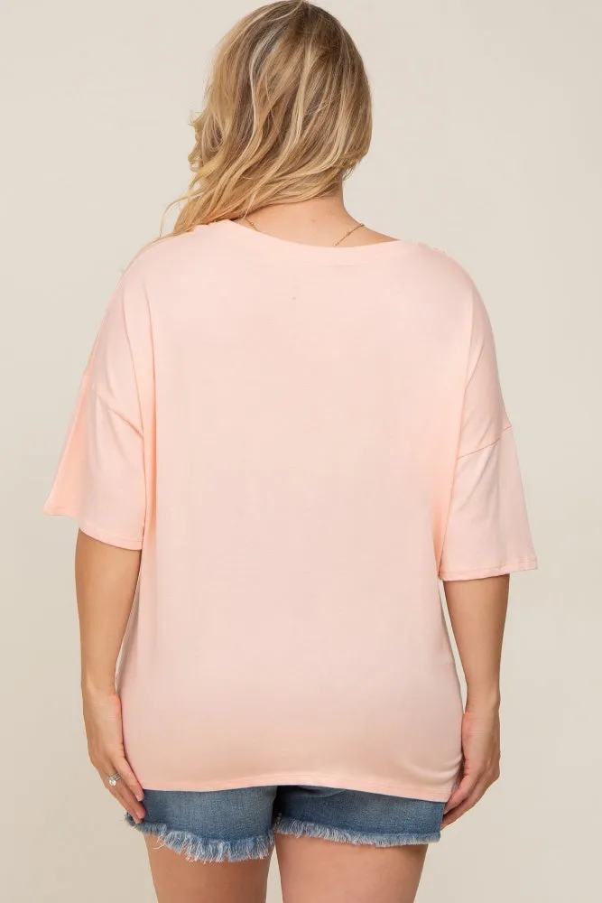 Peach Short Sleeve Pocketed Plus Maternity Top sold by Pinkblush product image thumbnail 3