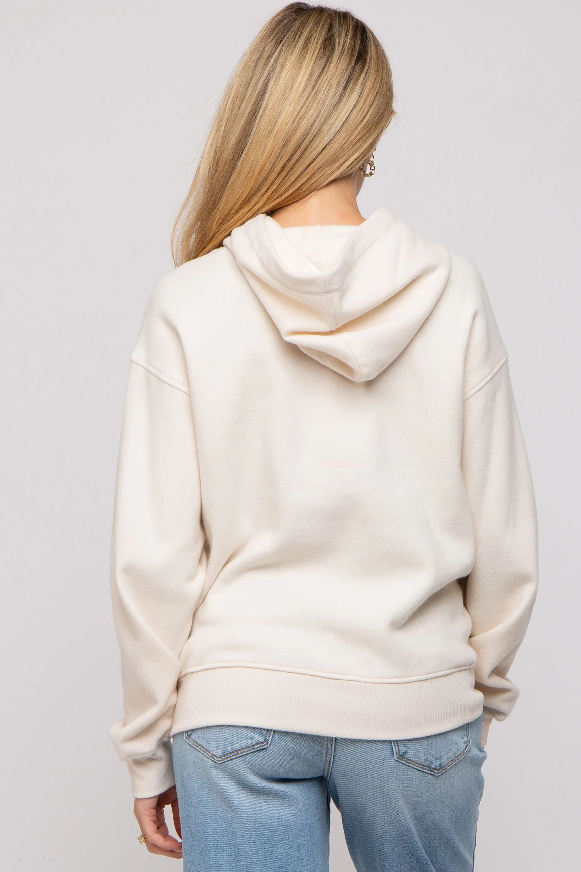 Cream Front Pocket Hooded Fleece Maternity Sweatshirt sold by Pinkblush product image thumbnail 3