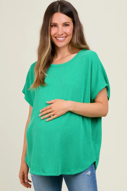 Green Ribbed Cutout Back Maternity Top sold by Pinkblush