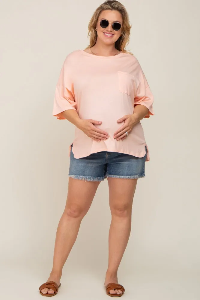 Peach Short Sleeve Pocketed Plus Maternity Top sold by Pinkblush product image thumbnail 4