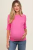 Pink Cable Knit Maternity Short Sleeve Top sold by Pinkblush
