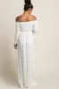 PinkBlush Tall Ivory Solid Off Shoulder Maternity Maxi Dress sold by Pinkblush