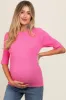Pink Cable Knit Maternity Short Sleeve Top sold by Pinkblush
