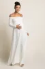 PinkBlush Tall Ivory Solid Off Shoulder Maternity Maxi Dress sold by Pinkblush