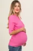 Pink Cable Knit Maternity Short Sleeve Top sold by Pinkblush