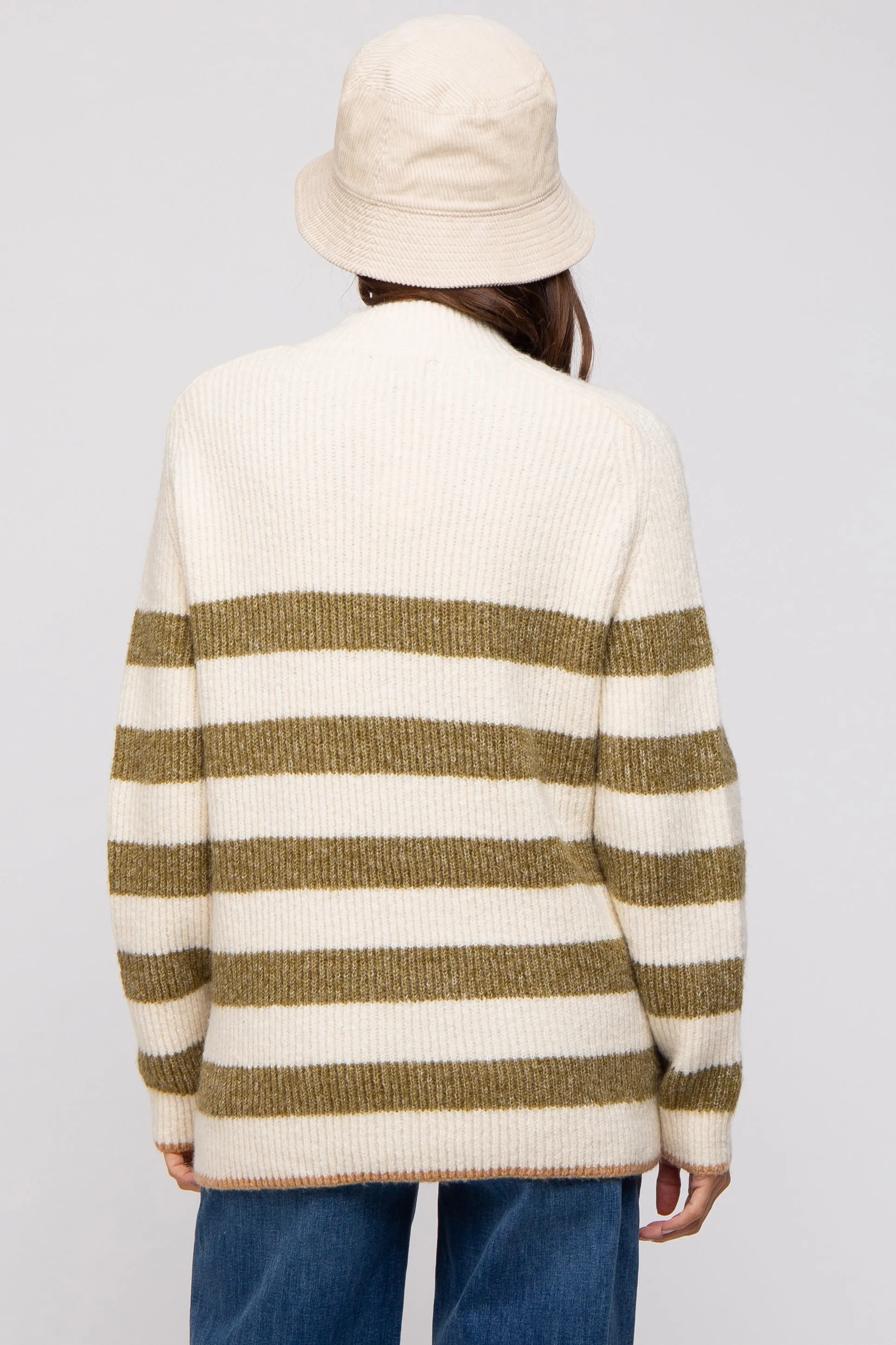Olive Striped Color Block Mock Neck Maternity Sweater sold by Pinkblush product image thumbnail 4