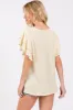 Cream Ruffle Sleeve Ribbed Top sold by Pinkblush