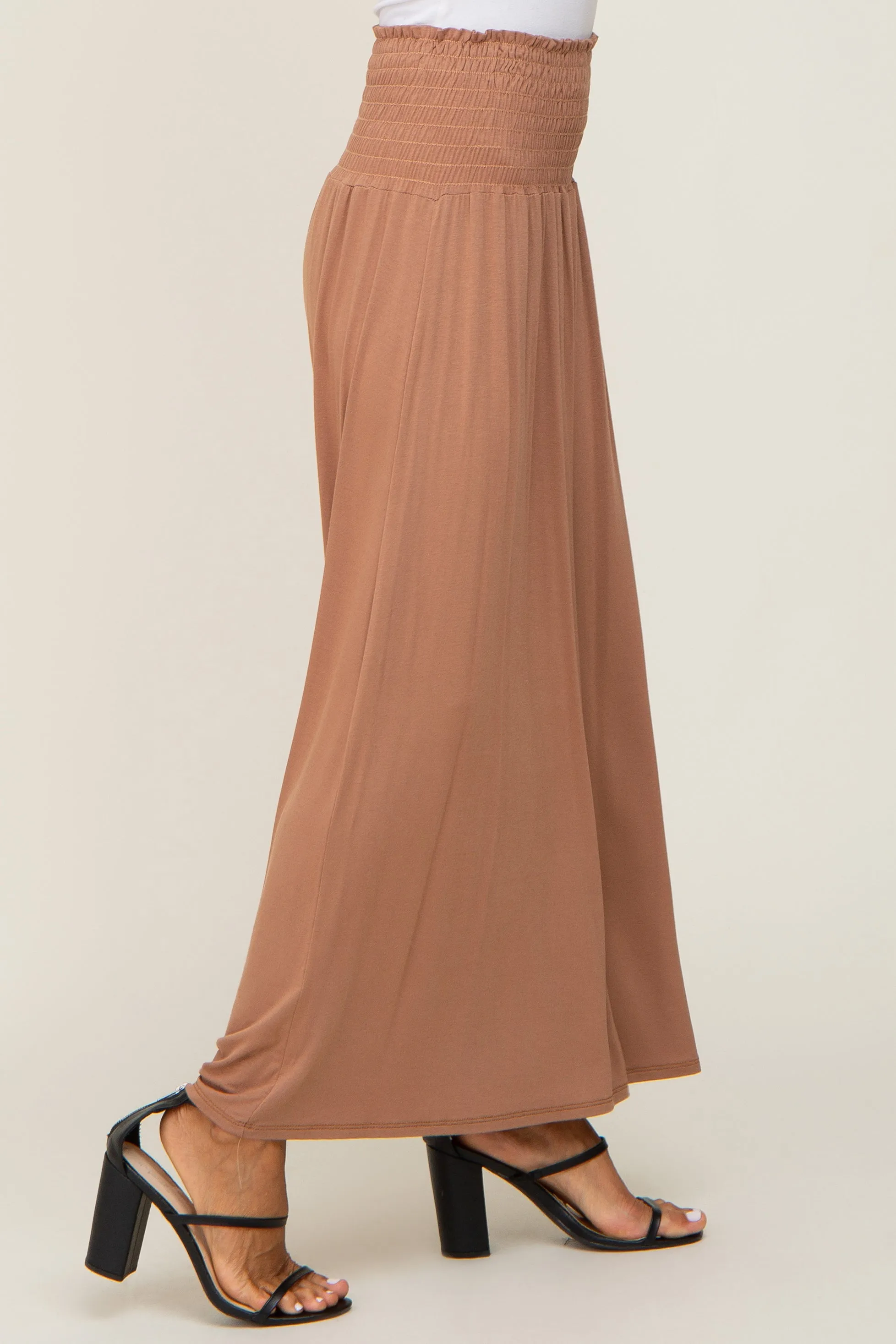 Mocha Smocked Wide Leg Pants sold by Pinkblush product image thumbnail 3