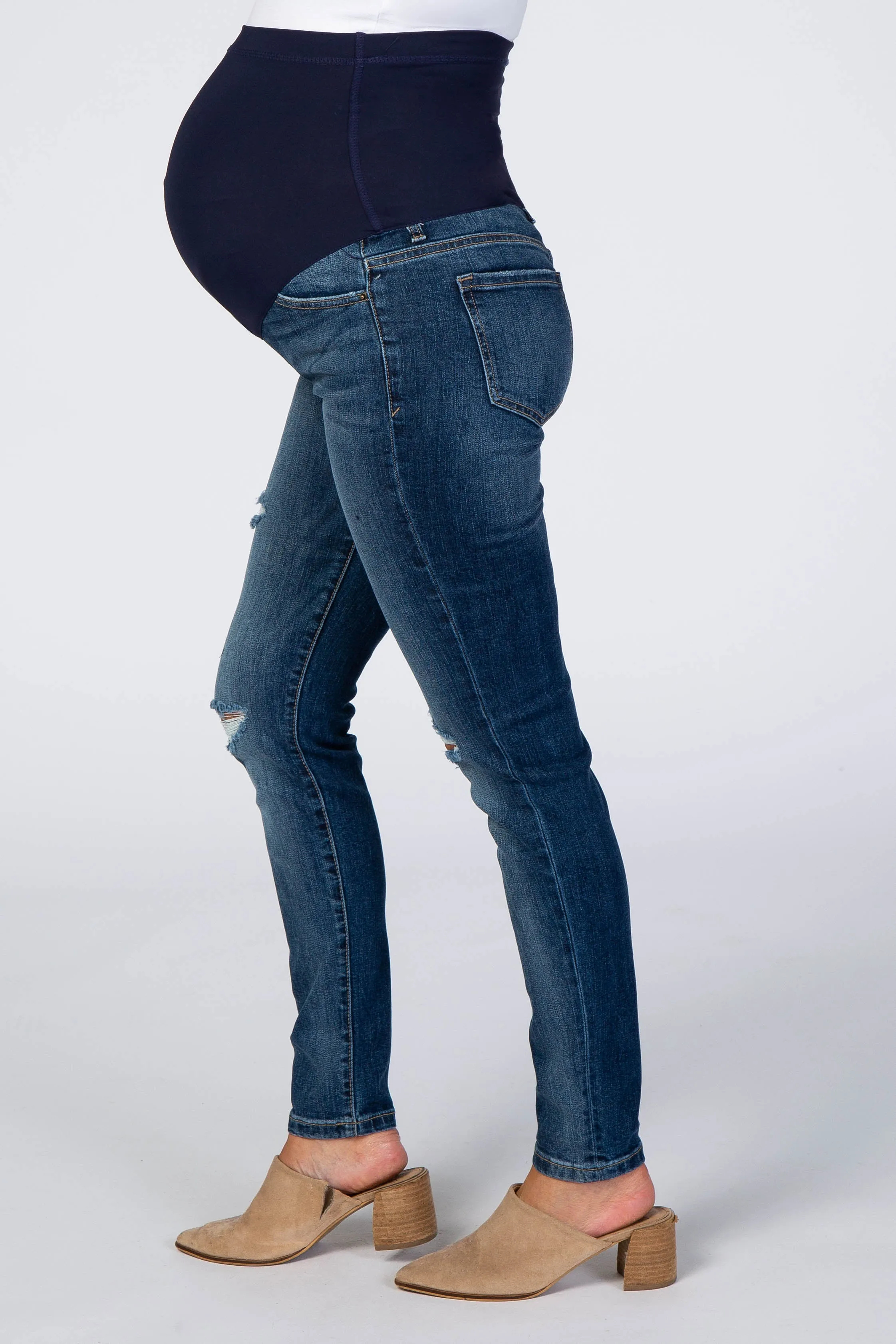 Medium Wash Distressed Maternity Jeans sold by Pinkblush product image thumbnail 3