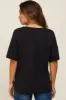 Black Oversized V-Neck Cuffed Short Sleeve Maternity Tee sold by Pinkblush