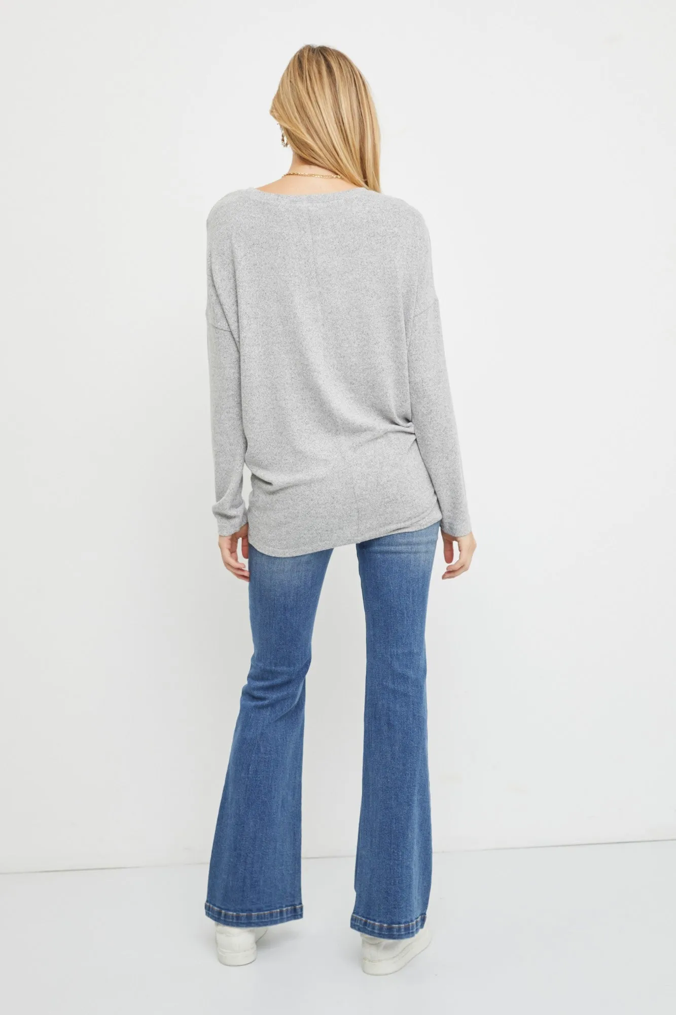 Grey Knit Long Sleeve Top sold by Pinkblush product image thumbnail 3
