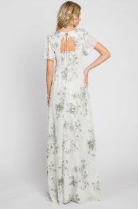 Mint Green Floral Chiffon Square Neck Smocked Maxi Dress sold by Pinkblush