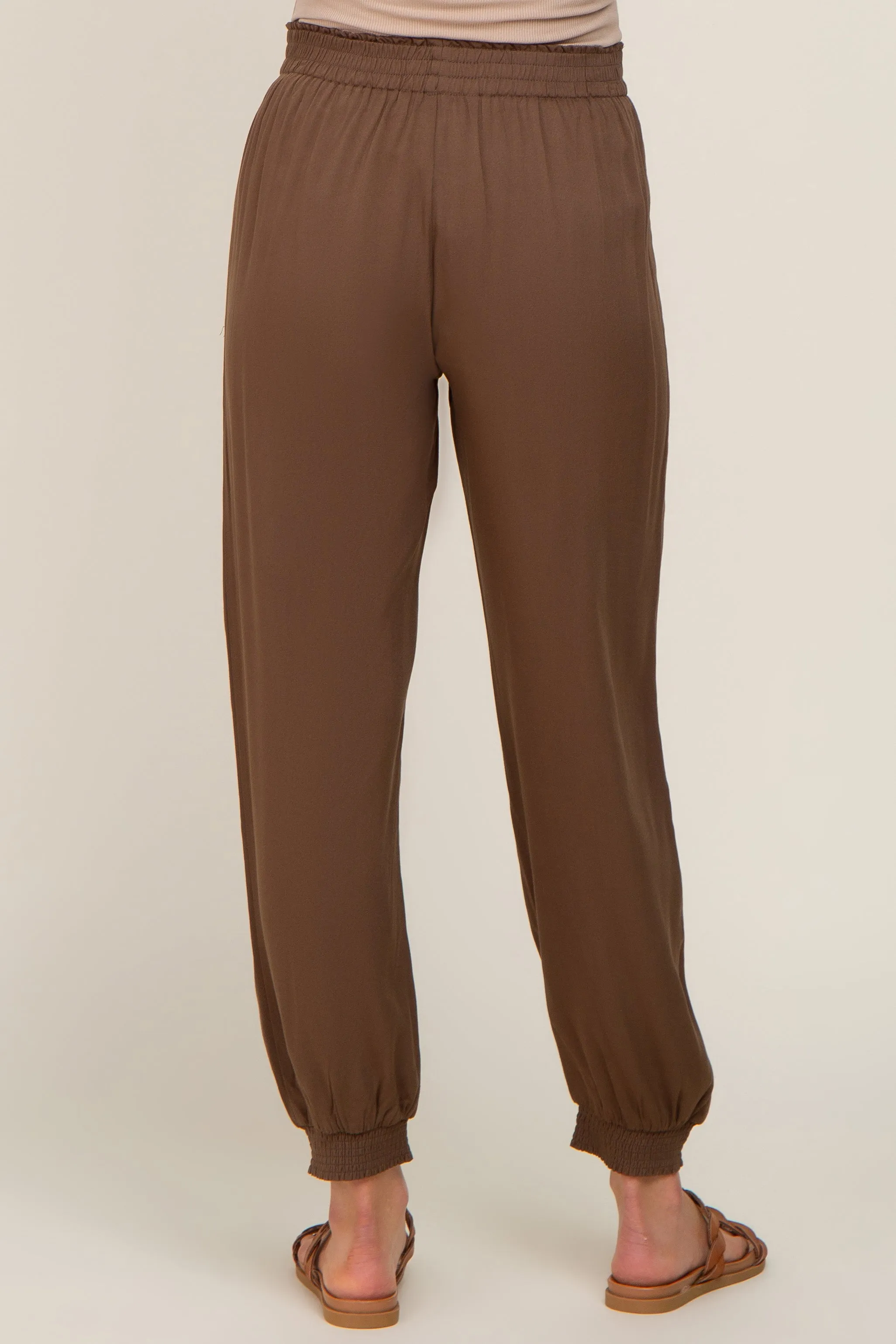 Brown Drawstring Accent Maternity Joggers sold by Pinkblush product image thumbnail 4