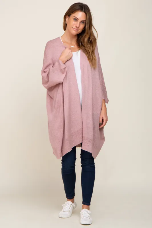 Mauve Knit Open Front Cardigan sold by Pinkblush